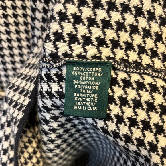 Lauren Ralph Lauren Houndstooth Sheath Dress Small Faux Leather Trim Black White - Picture 6 of 10